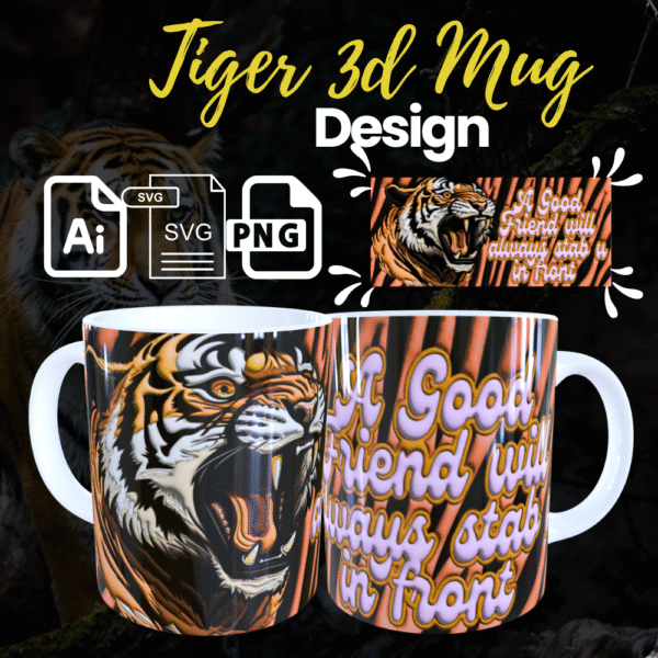 Tiger 3D Mugs Design